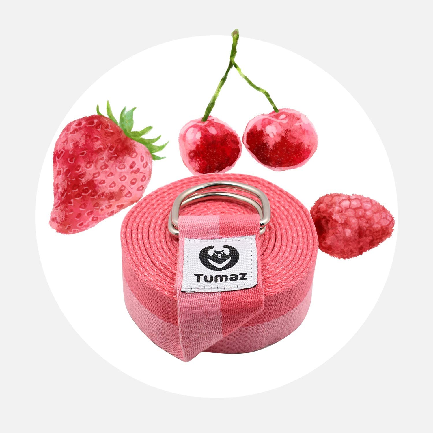 Tumaz Yoga Strap/Stretch Bands [15+ Colors, 6/8/10 Feet Options] with Extra Safe Adjustable D-Ring Buckle, Durable and Comfy Delicate Texture