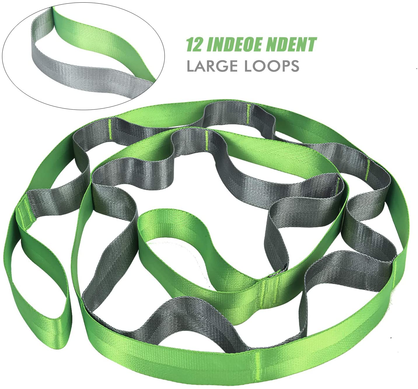 SANKUU Yoga Strap, Multi-Loop Strap, 12 Loops Yoga Stretch Strap, Nonelastic Stretch Strap for Physical Therapy, Pilates, Dance