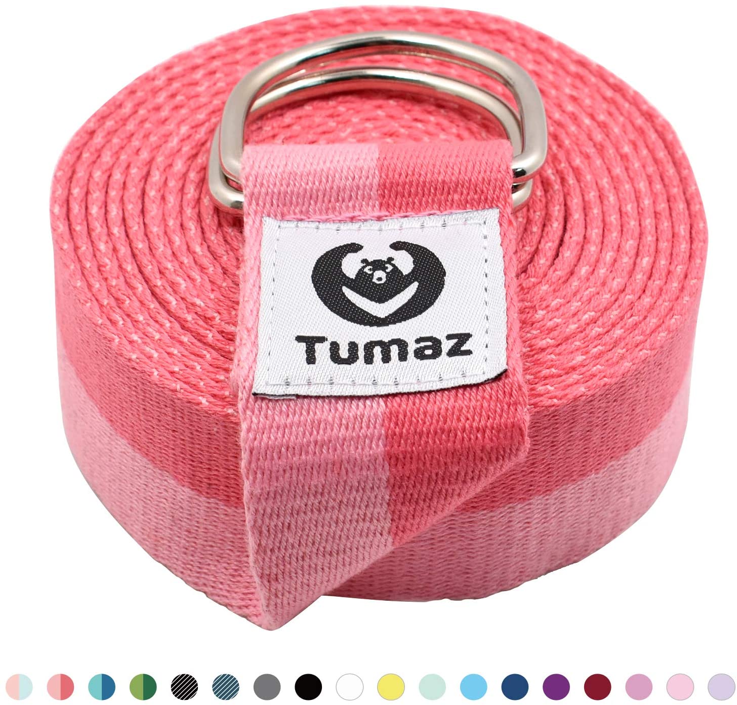 Tumaz Yoga Strap/Stretch Bands [15+ Colors, 6/8/10 Feet Options] with Extra Safe Adjustable D-Ring Buckle, Durable and Comfy Delicate Texture